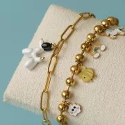 12x8.5mm 316L stainless steel Epoxy resin bee charm - Gold x1