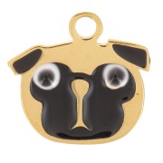 8x9 m Stainless steel 316L Dog head charm in epoxy resin - Gold x1|raw }}