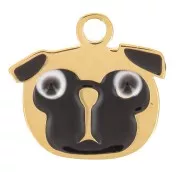 8x9 m Stainless steel 316L Dog head charm in epoxy resin - Gold x1
