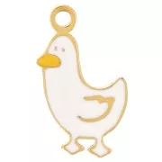12x7mm Stainless steel 316L Duck charm in epoxy resin - Gold x1