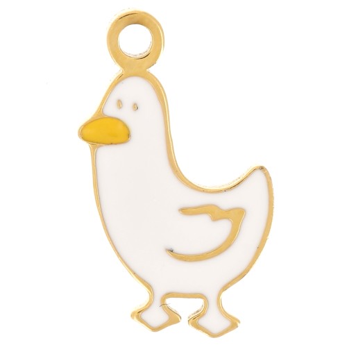 12x7mm Stainless steel 316L Duck charm in epoxy resin - Gold x1