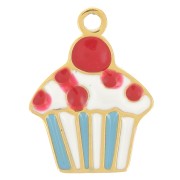 10.5x8mm 316L Stainless Steel Epoxy Resin Cupcake Charm - Gold x1|raw }}