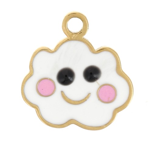 8mm Stainless steel 316L cloud charm in epoxy resin - Gold x1