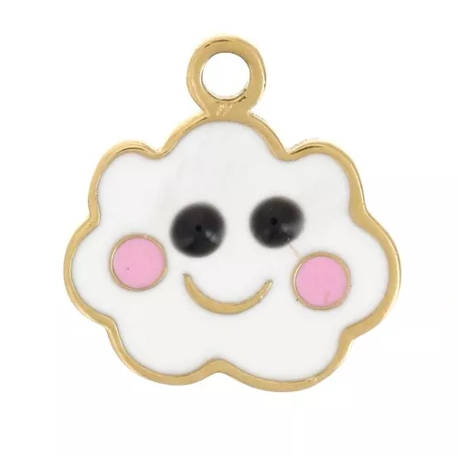 8mm Stainless steel 316L cloud charm in epoxy resin - Gold x1