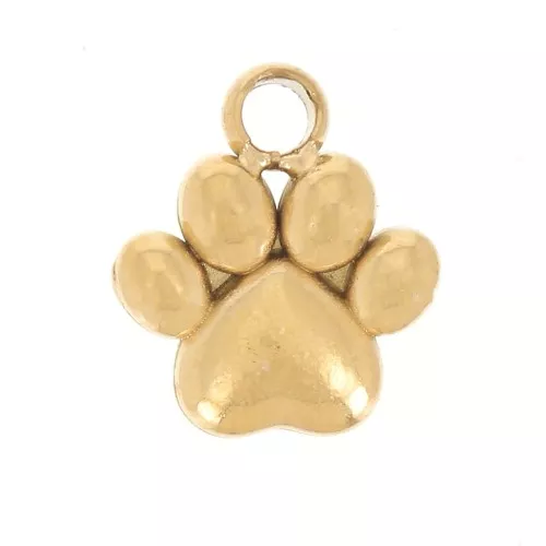 Dog Paw Charm 7x6 mm - 304 Gold Stainless Steel x1