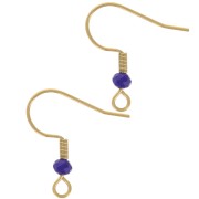 20mm 304L stainless steel faceted glass bead earwires - Gold - Cobalt x2