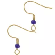 20mm 304L stainless steel faceted glass bead earwires - Gold - Cobalt x2