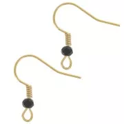 20mm 304L stainless steel faceted glass bead earwires - Gold - Black x2