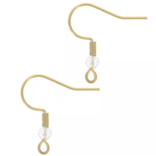 20mm 304L stainless steel faceted glass bead earwires - Gold - Crystal x2