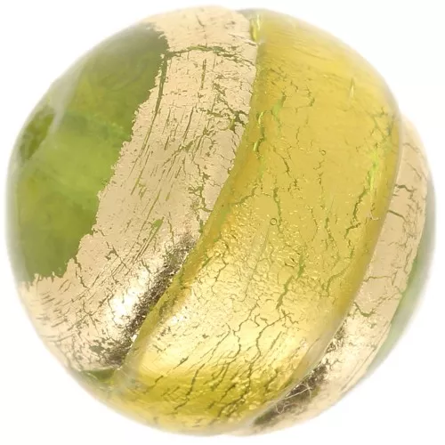 Round Murano Green surrounded with gold 10mm x1