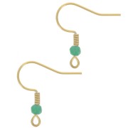 20mm 304L stainless steel faceted glass bead earwires - Gold - Turquoise x2