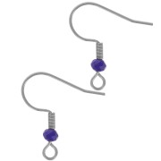 20mm 304L stainless steel faceted glass bead earwires - Cobalt x2