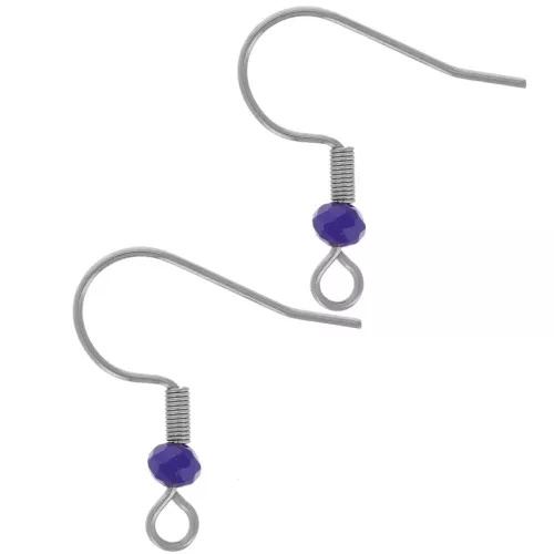 20mm 304L stainless steel faceted glass bead earwires - Cobalt x2