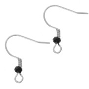 20mm 304L stainless steel faceted glass bead earwires - Black x2