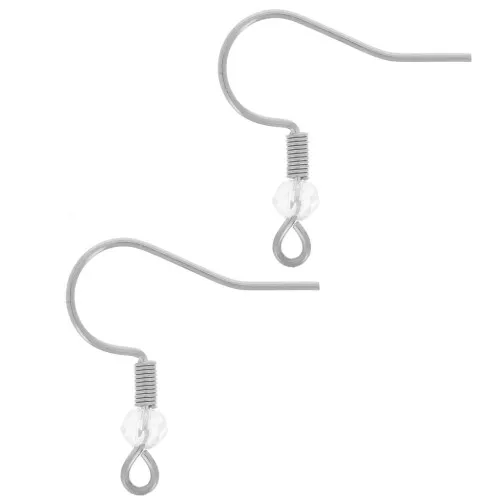 20mm 304L stainless steel faceted glass bead earwires - Crystal x2