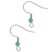 20mm 304L stainless steel faceted glass bead earwires - Turquoise x2