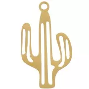 22x13mm Stainless steel 316L Pendant origami cactus - Gold x1