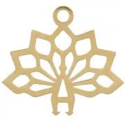 15x17mm 316L stainless steel Origami peacock charm - Gold x1