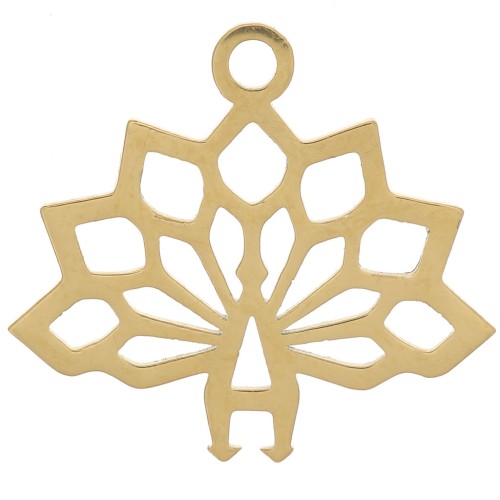 15x17mm 316L stainless steel Origami peacock charm - Gold x1