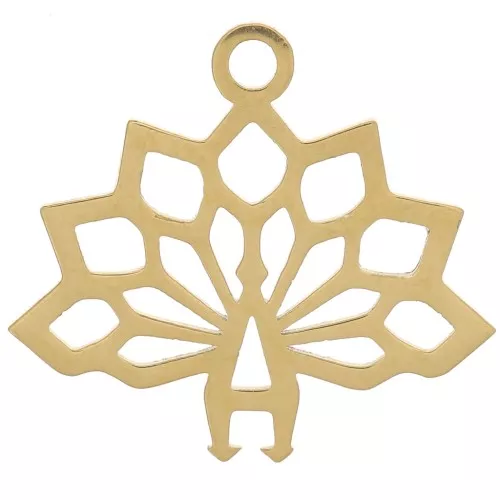 15x17mm 316L stainless steel Origami peacock charm - Gold x1