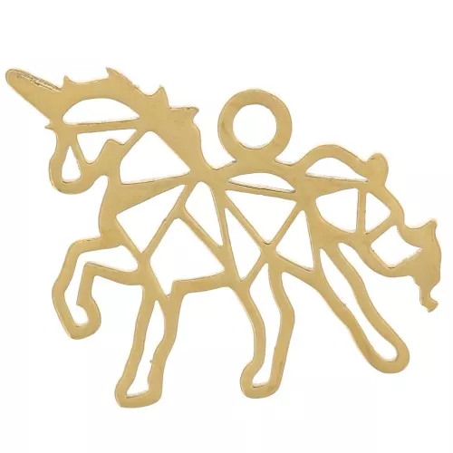 13x17mm Stainless Steel 316L Origami Unicorn Charm - Gold x1