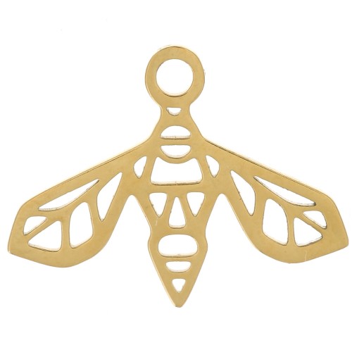 12x16mm 316L stainless steel Origami bee charm - Gold x1