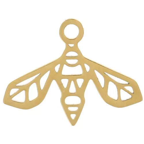 12x16mm 316L stainless steel Origami bee charm - Gold x1