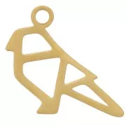 14x15mm 316L stainless steel Origami parrot charm - Gold x1