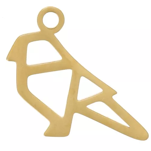 14x15mm 316L stainless steel Origami parrot charm - Gold x1