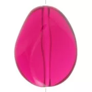 Flat irregular bead 25x20 mm in transparent resin - Fuschia x1