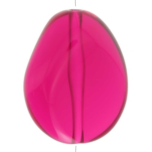 Flat irregular bead 25x20 mm in transparent resin - Fuschia x1