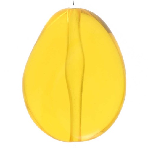 Flat irregular bead 25x20 mm in transparent resin - Yellow x1