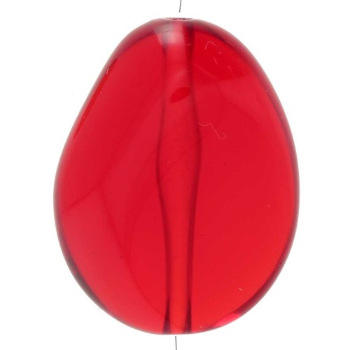 Flat irregular bead 25x20 mm in transparent resin - Red x1