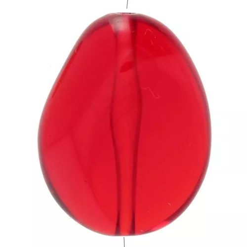 Flat irregular bead 25x20 mm in transparent resin - Red x1