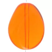 Flat irregular bead 25x20 mm in transparent resin - Orange x1