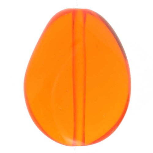 Flat irregular bead 25x20 mm in transparent resin - Orange x1