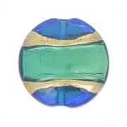 Flat round Aquamarine surrounded with gold 23mm x1