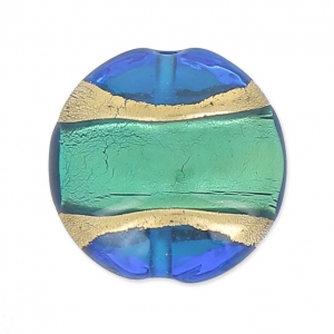 Flat round Aquamarine surrounded with gold 23mm x1