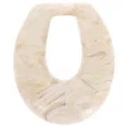 33x27mm Hollow drop pendant in opaque resin - Beige marble x1