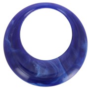 44mm Round hollow pendant in opaque resin - Marbled navy blue x1