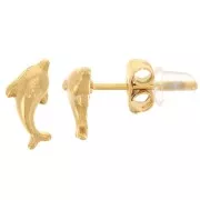 4x9mm Stainless Steel 316L Dolphin Earrings - Gold x2