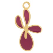 16x9mm 316L st. steel Fleur de Lys charm with epoxy resin - Gold - Plum x1