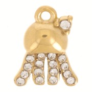 12x9mm Stainless steel 316L Jellyfish charm with rhinestones - Gold x1|raw }}