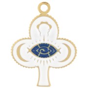 20x15mm Stainless steel 316L Clover pendant eye pattern with epoxy resin - Gold x1