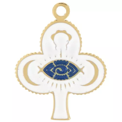20x15mm Stainless steel 316L Clover pendant eye pattern with epoxy resin - Gold x1