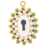 20x13mm Stainless steel 316L Oval pendant eye pattern with epoxy resin - Gold x1|raw }}