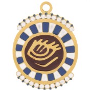 14.5mm St. steel 316L Round pendant - eye pattern - with epoxy resin - Gold x1
