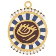 14.5mm St. steel 316L Round pendant - eye pattern - with epoxy resin - Gold x1