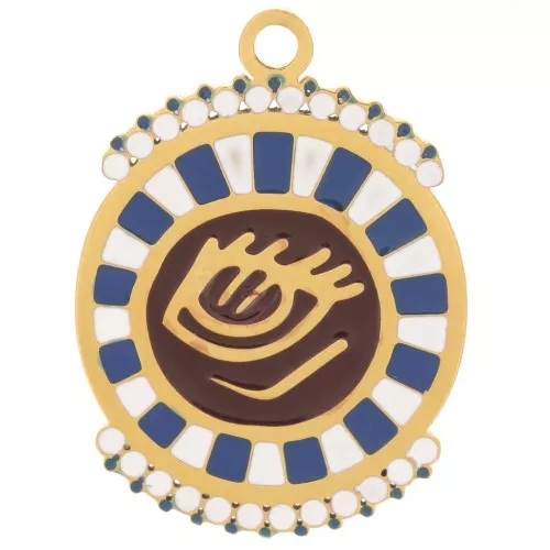 14.5mm St. steel 316L Round pendant - eye pattern - with epoxy resin - Gold x1
