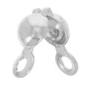 3.5mm 2-ring Clamshell Crimps - Silver Tone x100